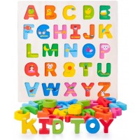 Joyshare Wooden Alphabet Puzzle Abc Jigsaws Chunky Letters Early Learning Toys For Kindergarten And Educational Toys Planet