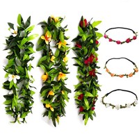 Rimi Hanger 3 Meter Tropical Hawaiian Leis Ruffled Flowers Hawaiian Luau Flower Lei Garland Beach Party Decorations One Size