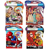 Disney Pixar No Mess Activity And Coloring Book 4 Pack Toy Story Aladdin The Incredibles Spiderman Educational Toys Planet