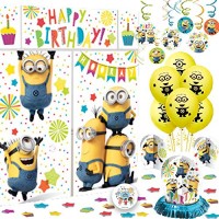 Deluxe Despicable Me Minions Birthday Party Decorations Pack With Scene Setter Hanging Swirl Balloons Table Decorating Kit And Pin Educational Toys Planet