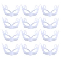 FunPa 12PCS White Mask Half Face Mask DIY Unpainted Masquerade Mask for Mardi Party