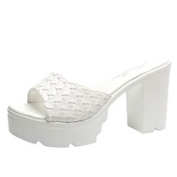 Details about / Womens Open Toe Faux Fur Wedge High Heels Slippers Platform Creppers Shoes wx00
