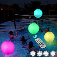 4 Lights Anonion 2 Pack 16 Glow Beach Ball 13 Colors Changing LED Light Up Floating Inflatable Pool Toys with Remote Glow in The Dark Home Patio Garden Swimming Party Outdoor Games Decorations