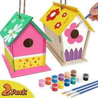 N M Colorful Crafts For Kids Ages 4 8 2pack Diy Bird House Kit Build And Paint Birdhouse Includes Paints Brushes Wooden Arts Girls Boys Toddlers 3 5 8 12 Educational Toys Planet