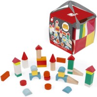 40 Letters and Numbers Wooden Blocks with Play Mat 2+ Janod Kubix